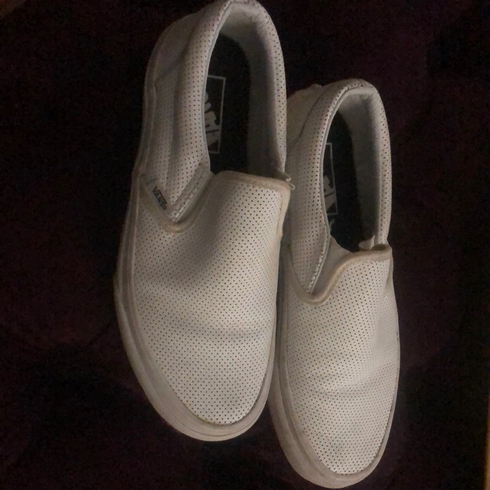 Vans white slide on sneakers, used but in great shape. size 6.5
